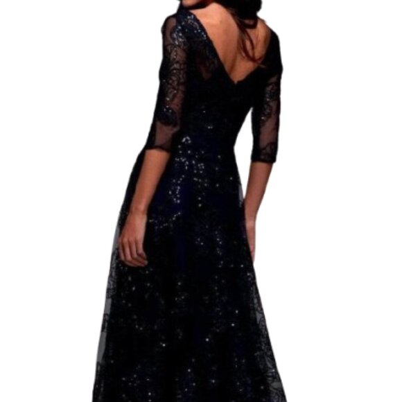 NWT Alyce Paris 27494 Lace Formal Gown Navy Size 24 - Picture 3 of 6